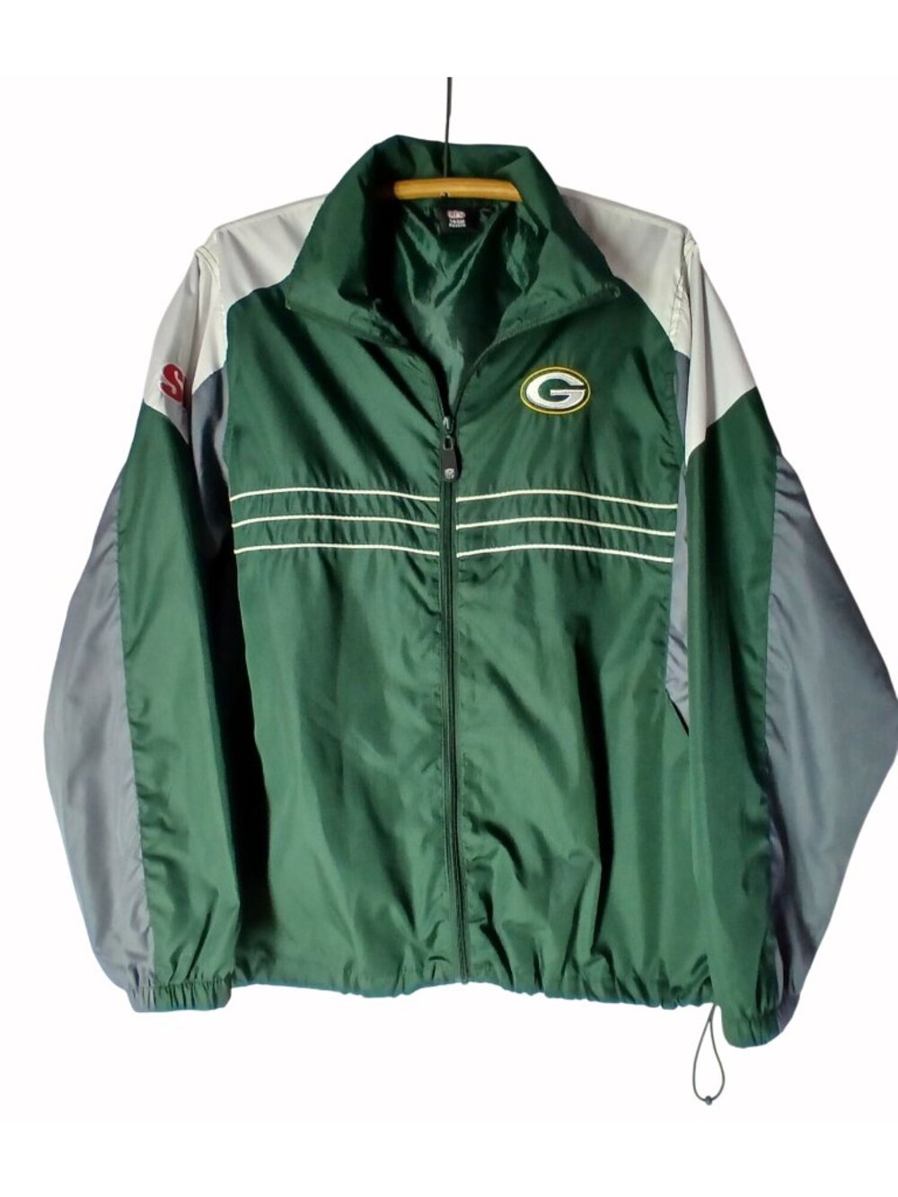Green Bay Packers Reebok NFL Team Mens Size L Full Zip Windbreaker Jacket SI